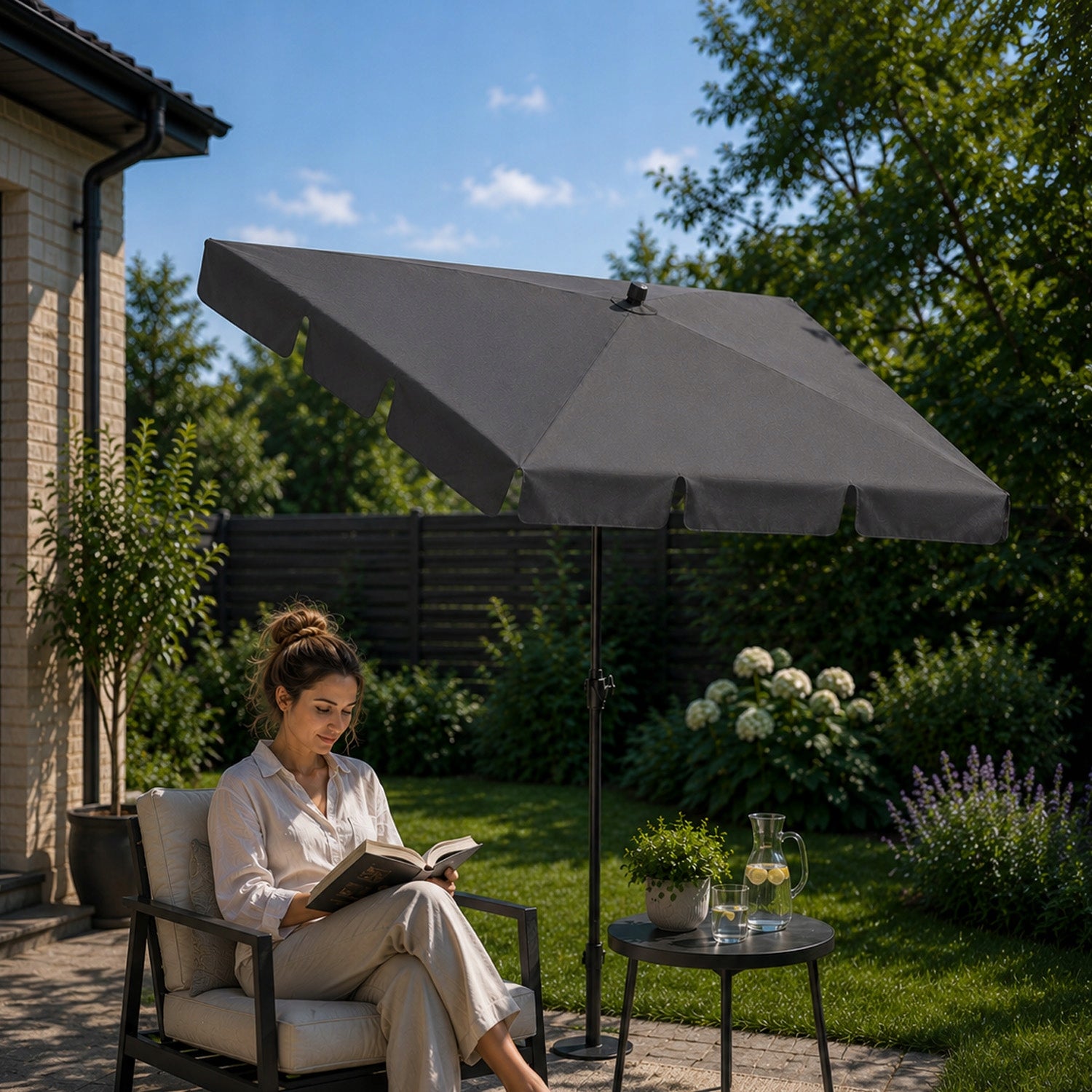 GARDEN UMBRELLA BALCONY RECTANGULAR LARGE FOR BALCONY GARDEN 200X130CM GREY Manufacturer MEMFLOW
