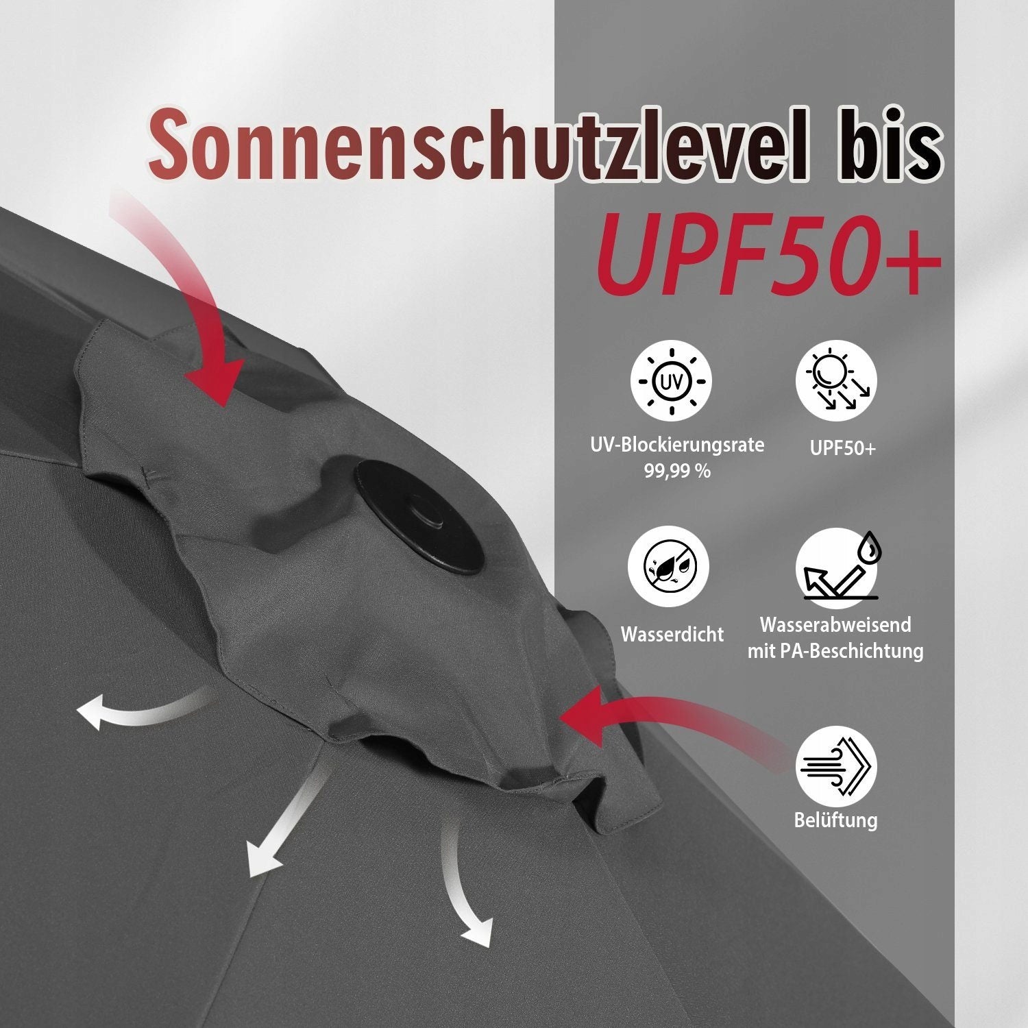 GARDEN UMBRELLA DOUBLE LARGE ANTHRACITE GREY SEKEY 300 x 160 220G/M2 Diameter/width 300 cm