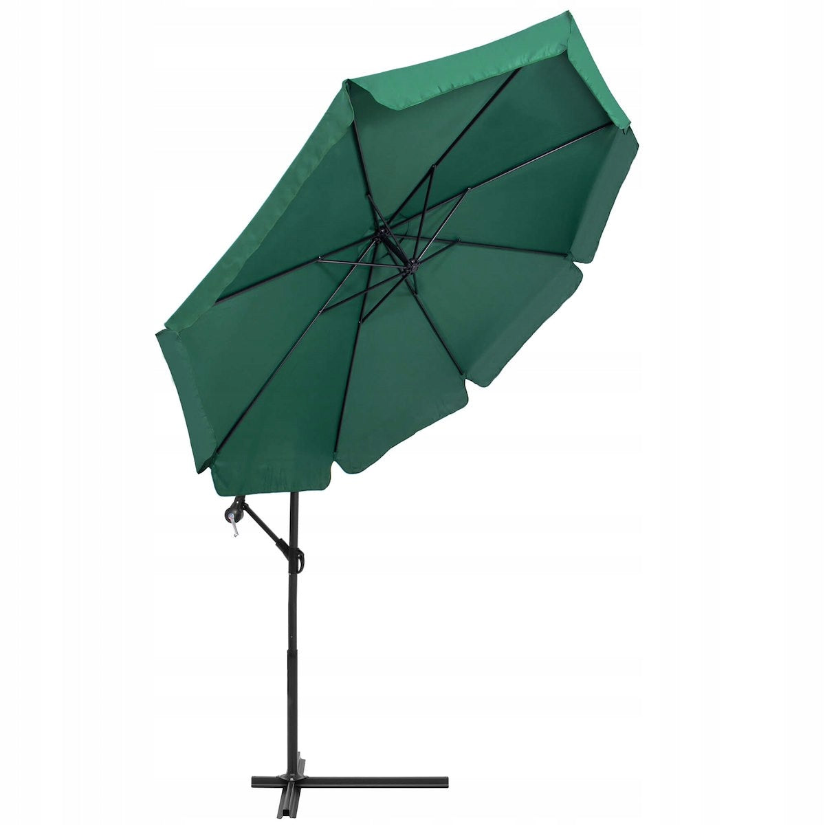 GARDEN UMBRELLA FOLDING LARGE WITH BOOM 350 cm ADJUSTABLE WATERPROOF Color green