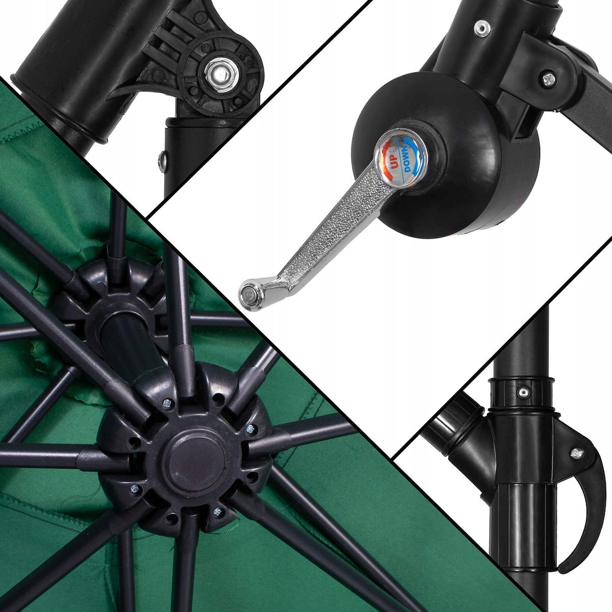 GARDEN UMBRELLA FOLDING LARGE WITH BOOM 350 cm ADJUSTABLE WATERPROOF Product weight with unit packaging 15 kg