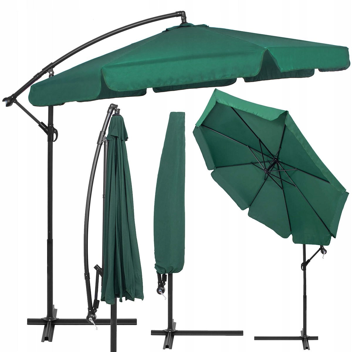 GARDEN UMBRELLA FOLDING LARGE WITH BOOM 350 cm ADJUSTABLE WATERPROOF