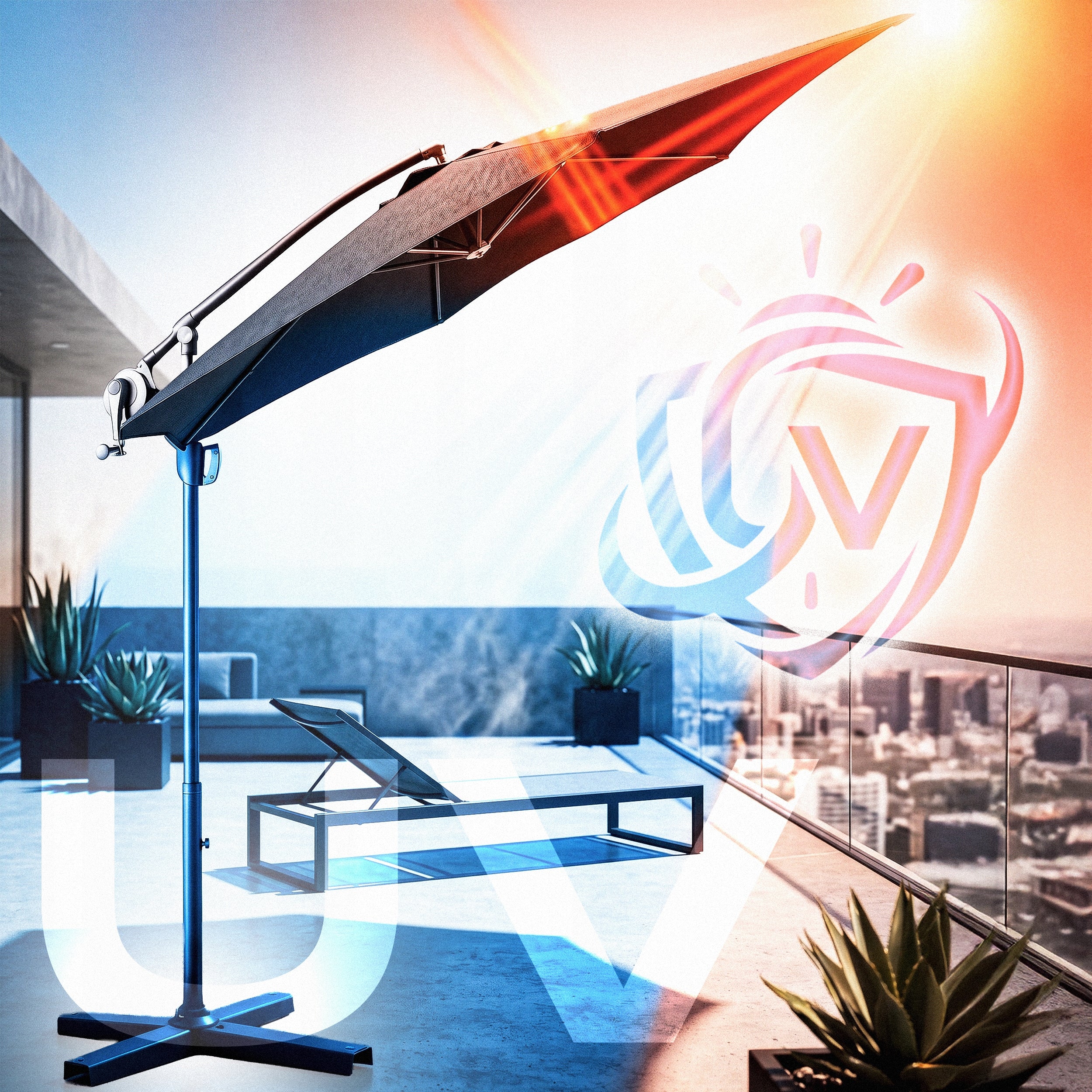 GARDEN UMBRELLA FOLDING SWIVEL 360 DEGREE VENTILATION VENICE Adjustable Manufacturer code Parasol ogrodowy obrotowy 360 L43CO