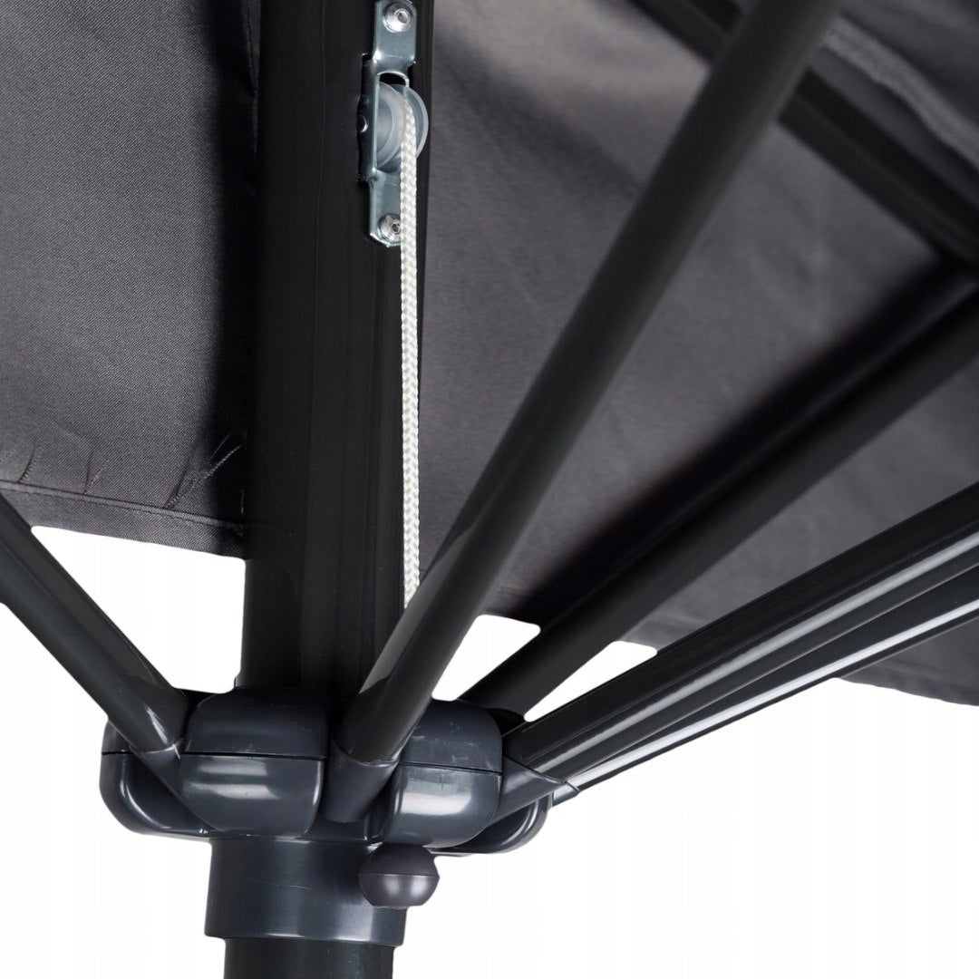 GARDEN UMBRELLA HALF-UMBRELLA WITH WALL CRANK FOR TERRACE GREY BALCONY 2,7m Product height 240 cm