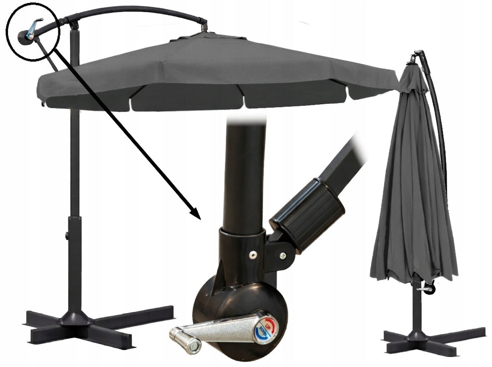 GARDEN UMBRELLA HIGH FOLDING 345cm ADJUSTABLE FRILL FOR TERRACE COVER Diameter/width 350 cm