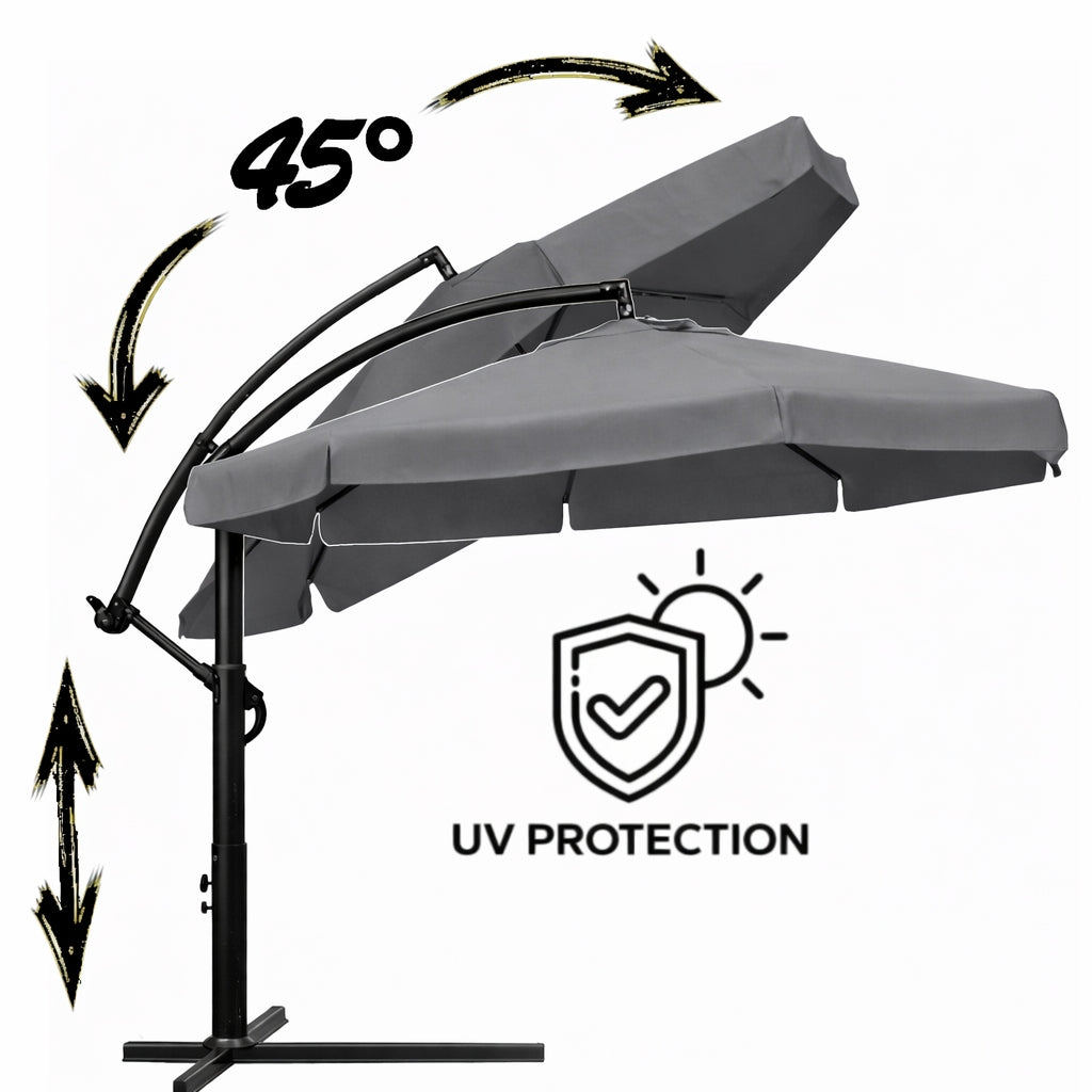 GARDEN UMBRELLA HIGH FOLDING 345cm ADJUSTABLE FRILL FOR TERRACE COVER Packaging status original