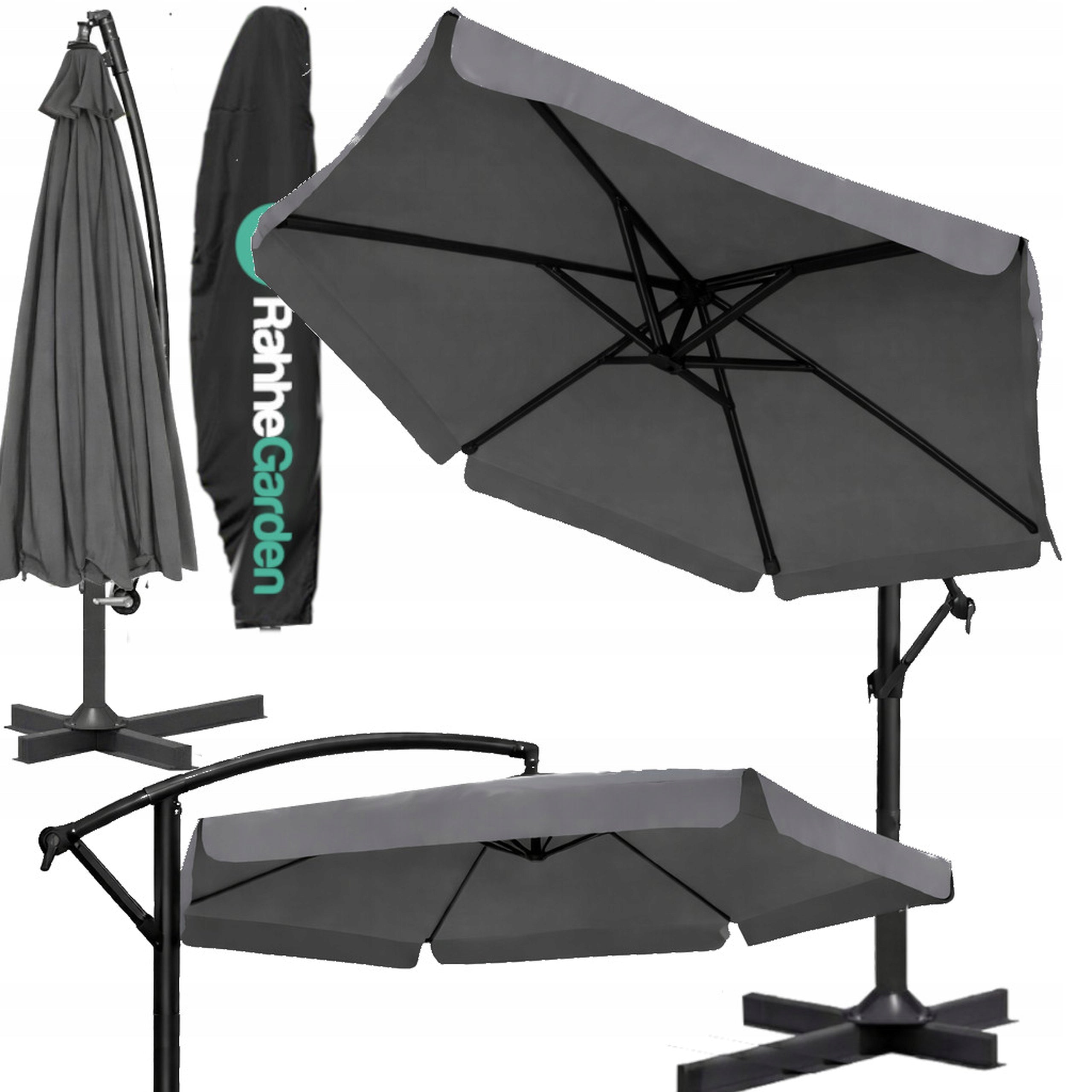 GARDEN UMBRELLA HIGH FOLDING 345cm ADJUSTABLE FRILL FOR TERRACE COVER