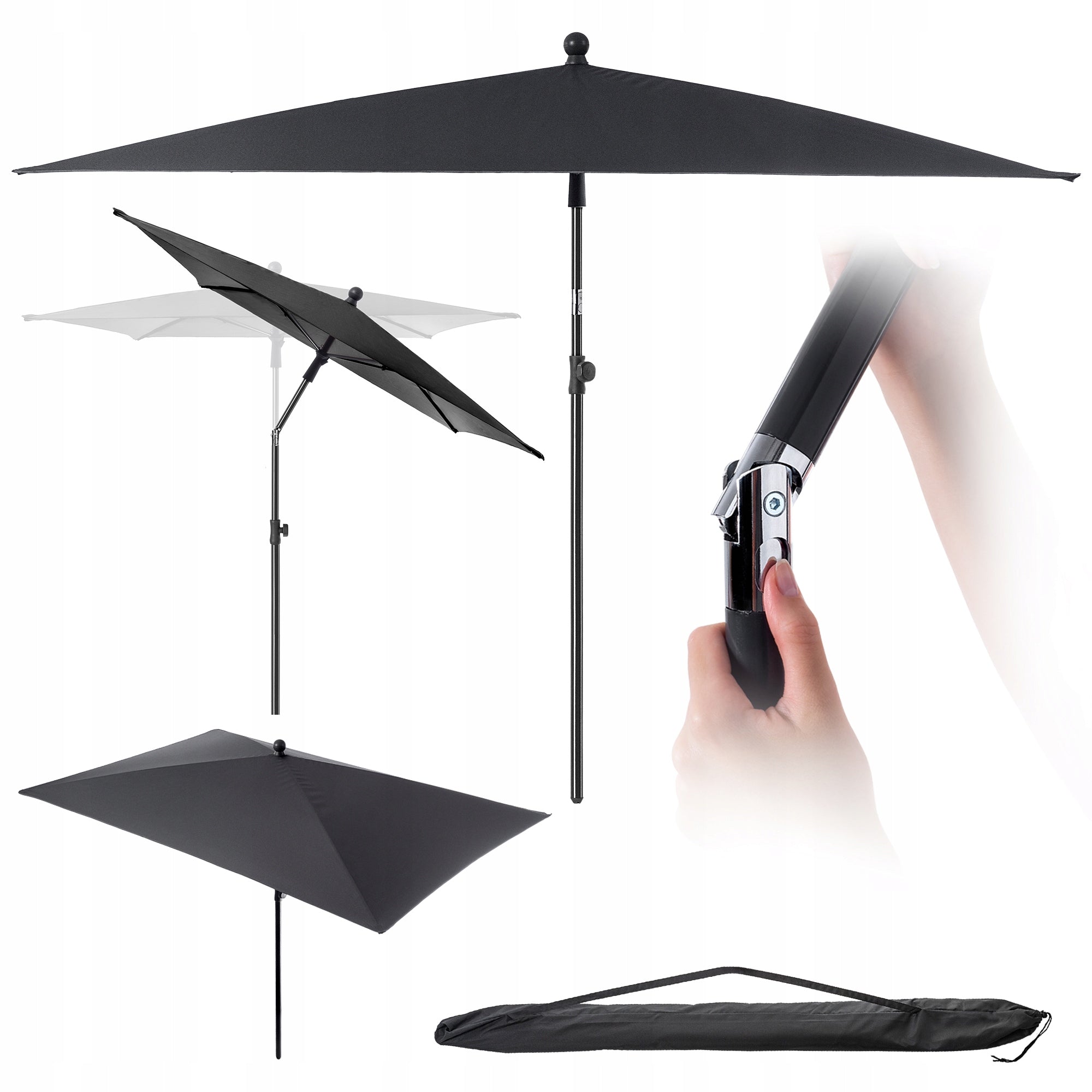 GARDEN UMBRELLA LARGE 210cm FOLDING BALCONY BROKEN RECTANGULAR COVER