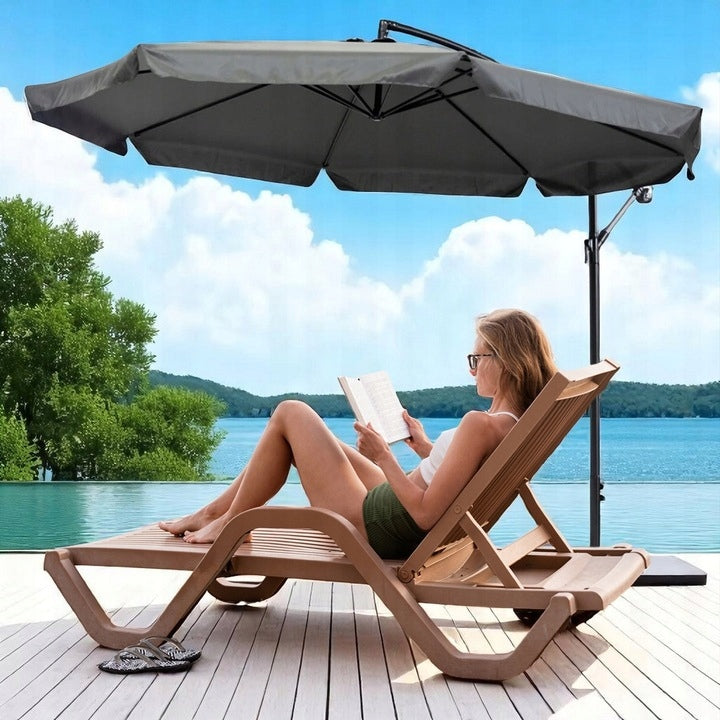 GARDEN UMBRELLA LARGE 350CM FOLDABLE WITH BOOM LED SOLAR LIGHTING Diameter/width 350 cm