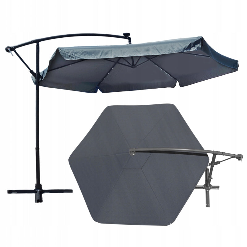 GARDEN UMBRELLA LARGE 350CM FOLDABLE WITH BOOM LED SOLAR LIGHTING Product weight with unit packaging 0.15 kg