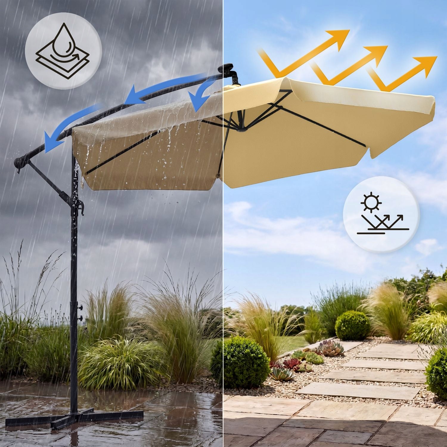 GARDEN UMBRELLA LARGE 3M FOLDING ADJUSTMENT WITH BOOM UV50 LED LUVERNO Manufacturer code L-42903