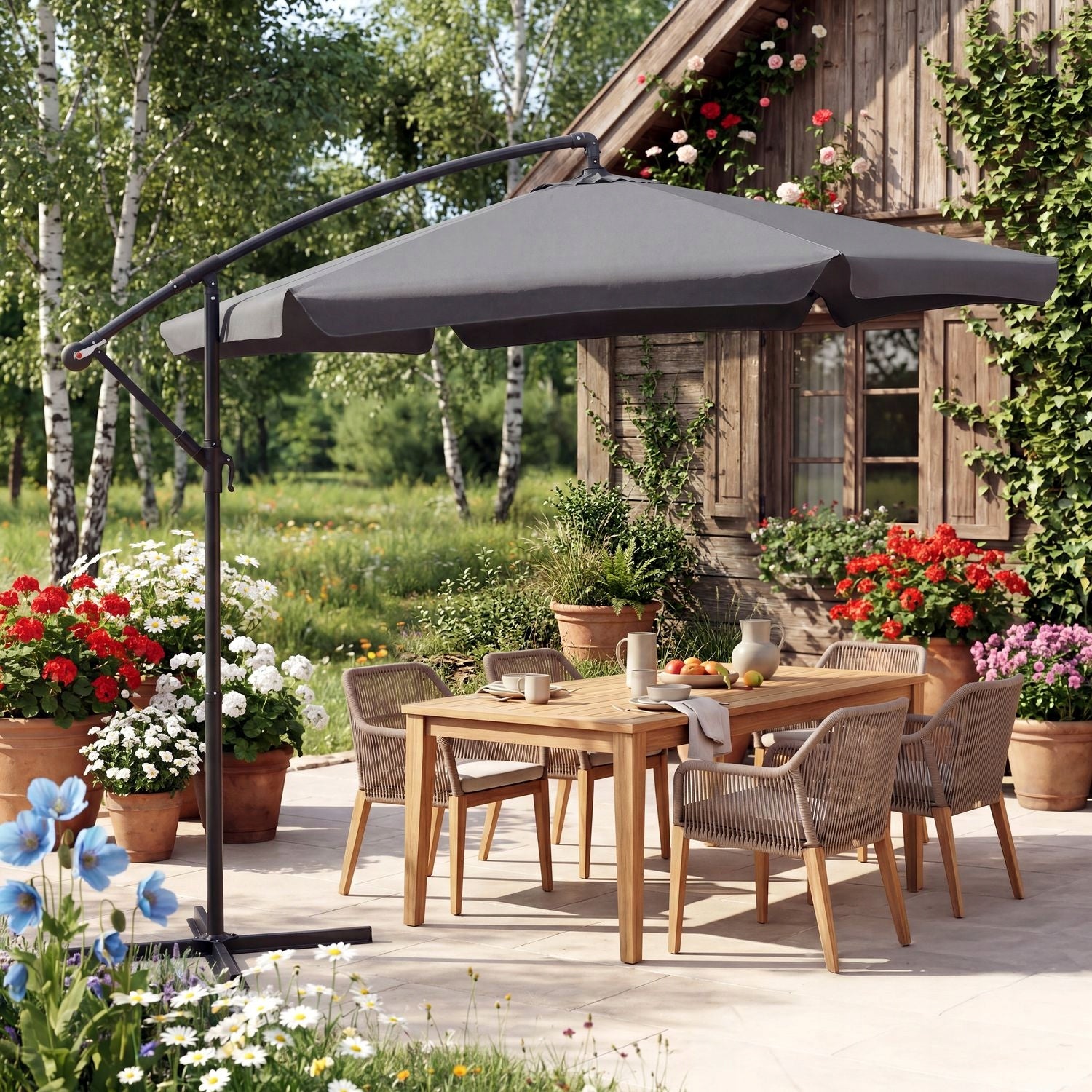 GARDEN UMBRELLA LARGE 3M FOLDING WITH BOOM CLASSIC UV50 LUVERNO Manufacturer Luverno