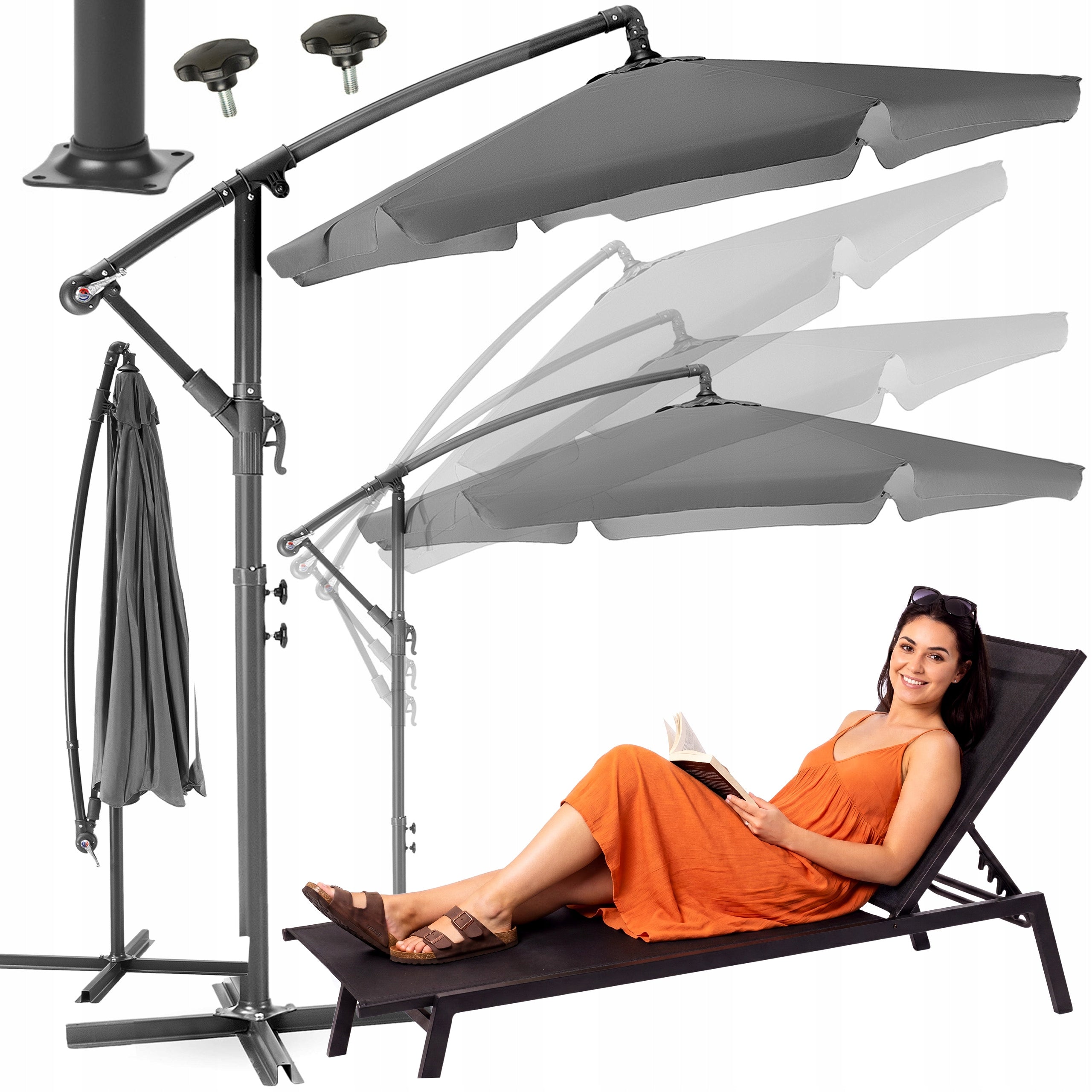 GARDEN UMBRELLA LARGE 3M FOLDING WITH BOOM CLASSIC UV50 LUVERNO
