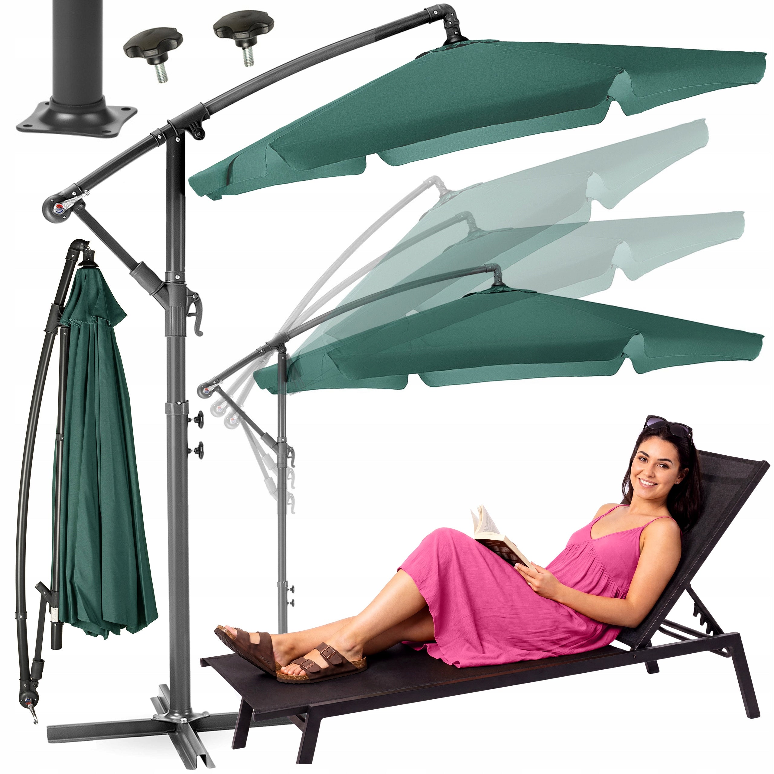 GARDEN UMBRELLA LARGE 3M FOLDING WITH BOOM CLASSIC UV50 OUTTEC