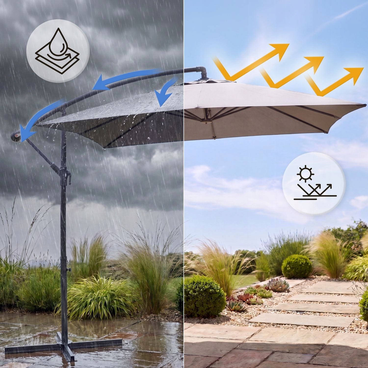 GARDEN UMBRELLA LARGE 3M FOLDING WITH BOOM MODERN UV50 LUVERNO Product weight with unit packaging 11.4 kg