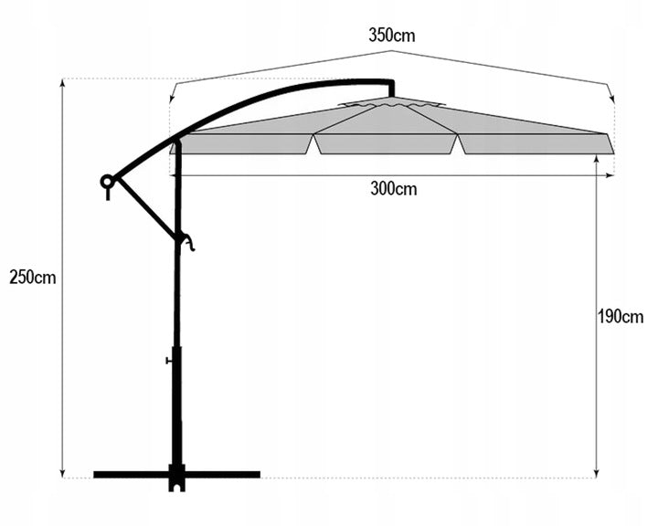 GARDEN UMBRELLA LARGE FOLDING 350cm WITH BOOM BEIGE + COVER Manufacturer code 5906692312696
