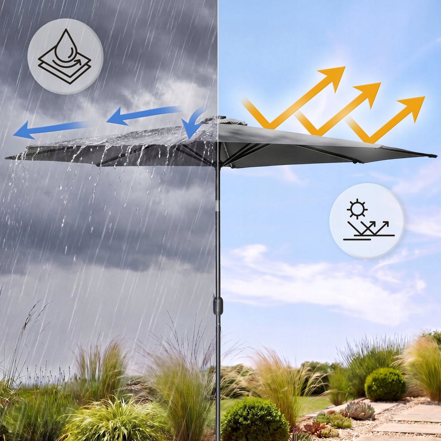GARDEN UMBRELLA LARGE FOLDING LED 300CM BROKEN TERRACE BALCONY LUVERNO Manufacturer code L-42902
