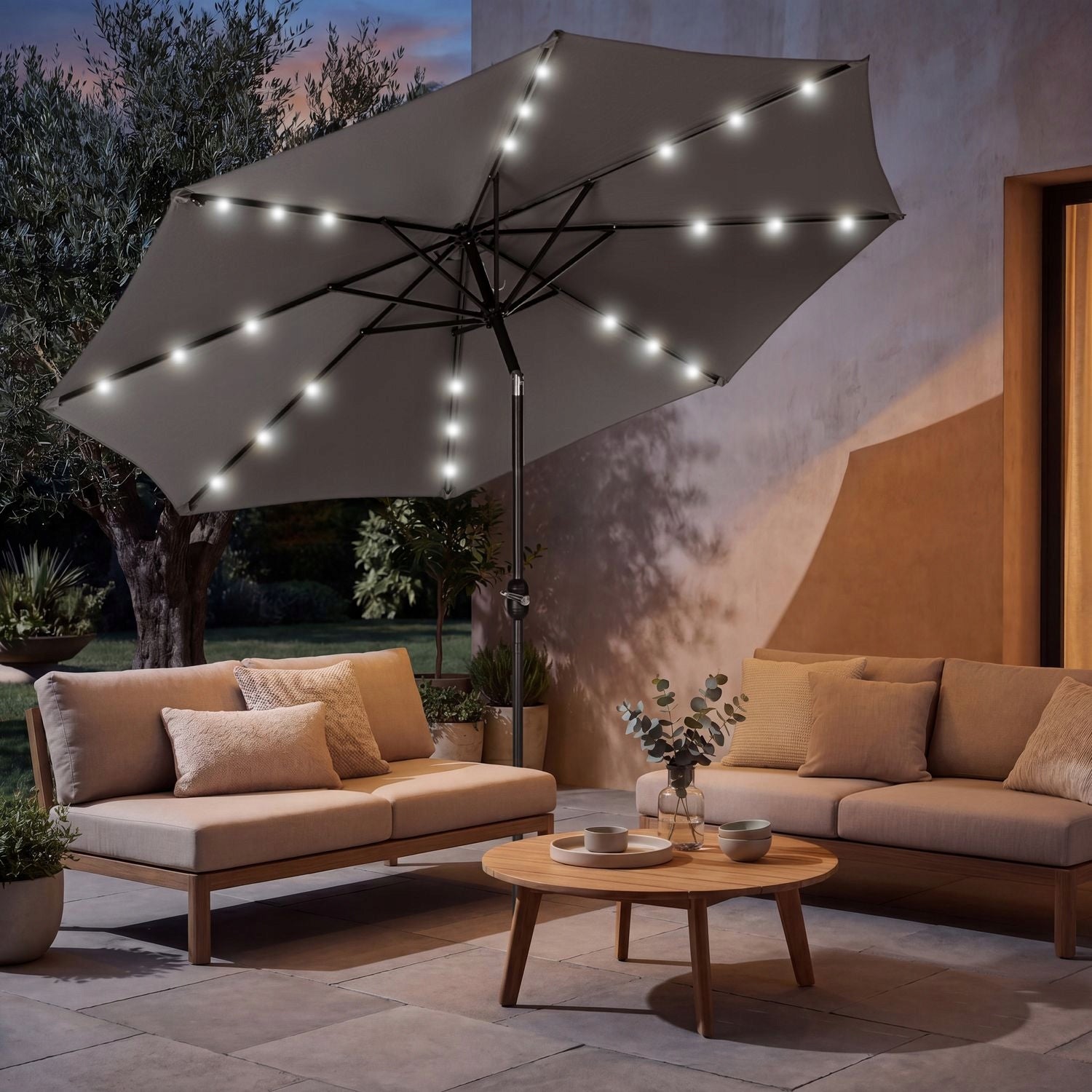 GARDEN UMBRELLA LARGE FOLDING LED 300CM BROKEN TERRACE BALCONY LUVERNO Product weight with unit packaging 7.35 kg