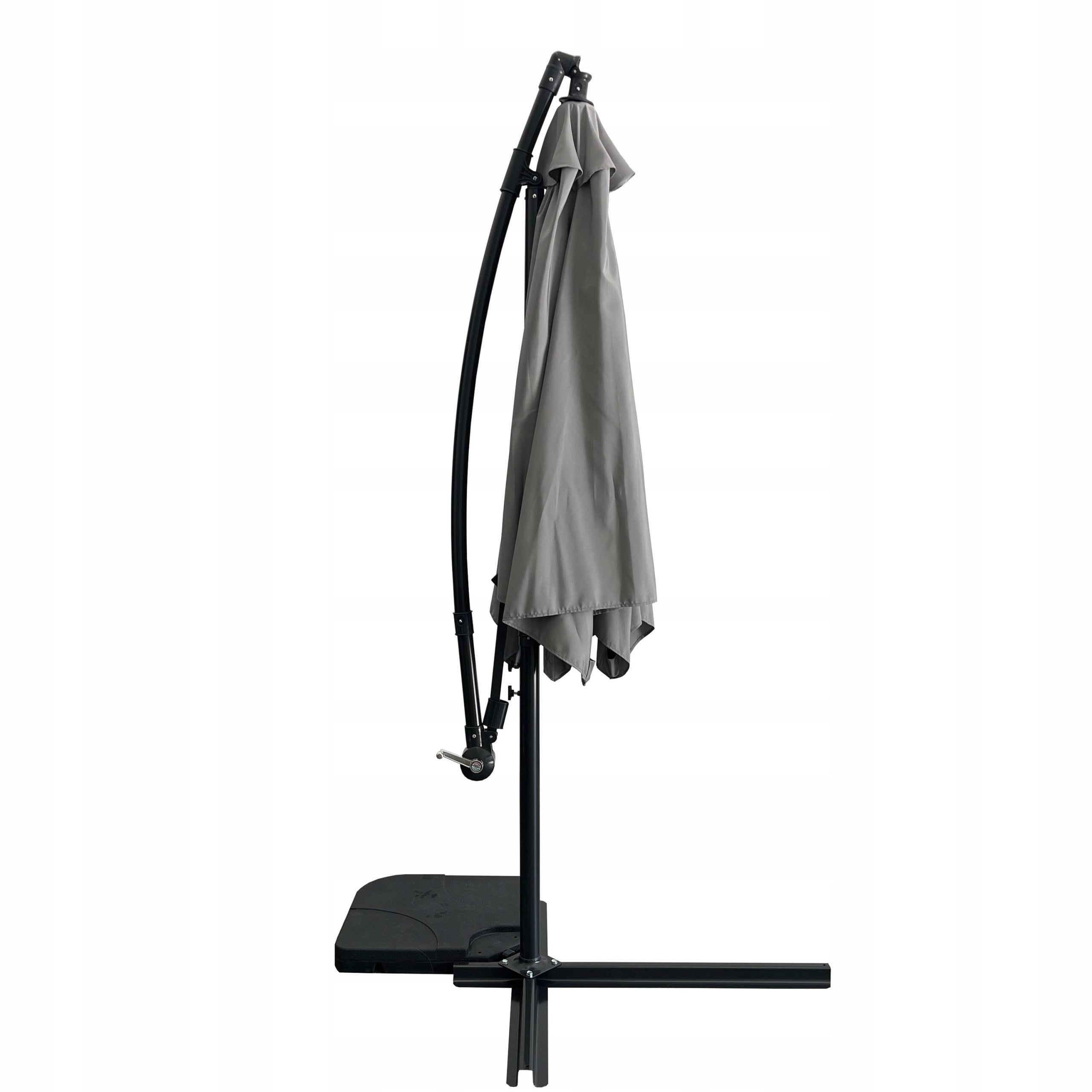 GARDEN UMBRELLA LARGE FOLDING SOLID STRONG WITH BOOM GREY Color gray