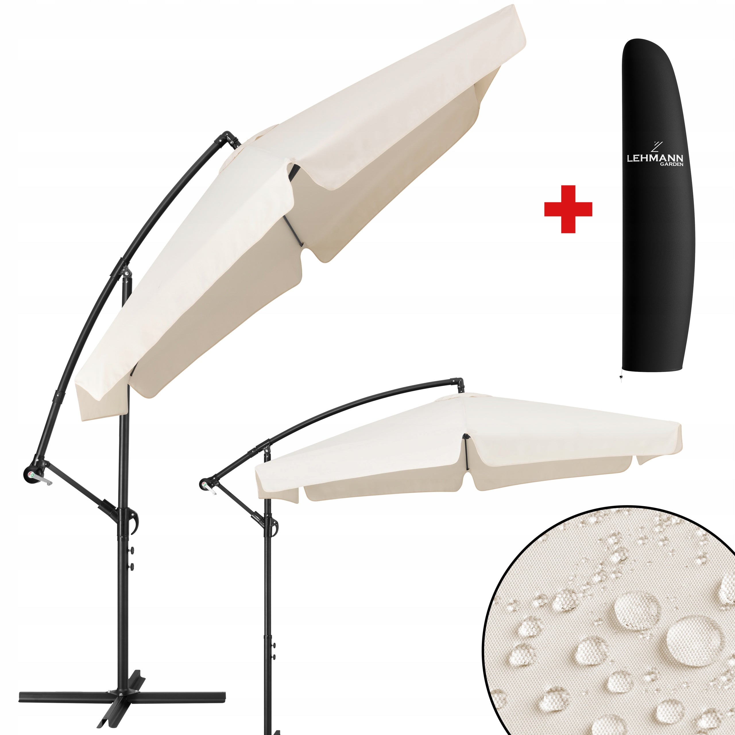 GARDEN UMBRELLA LARGE FOLDING SOLID WITH BOOM AND FRILL + COVER Packaging status original