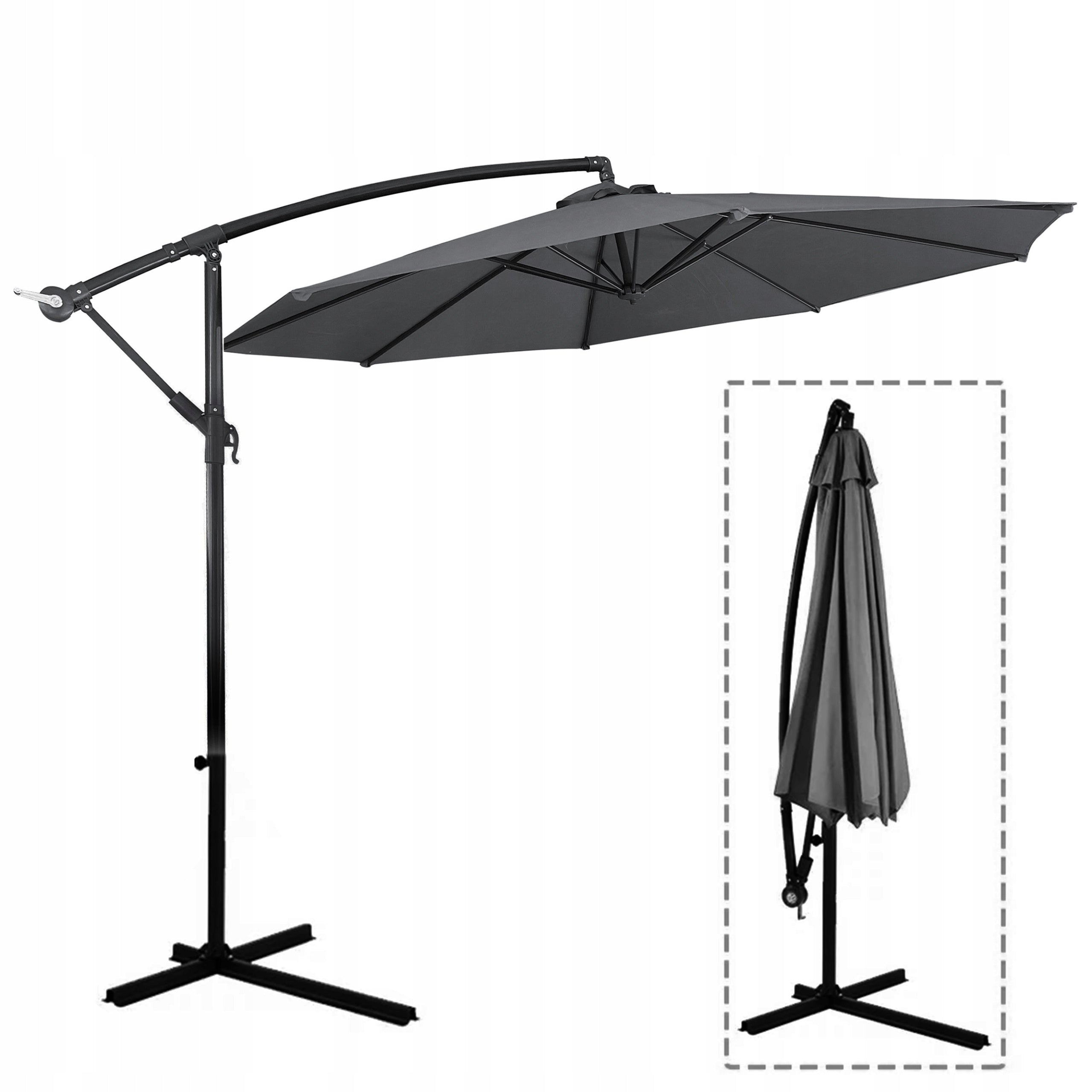 GARDEN UMBRELLA LARGE SOLID FOLDING 3 M WITH BOOM ADJUSTMENT XXXL