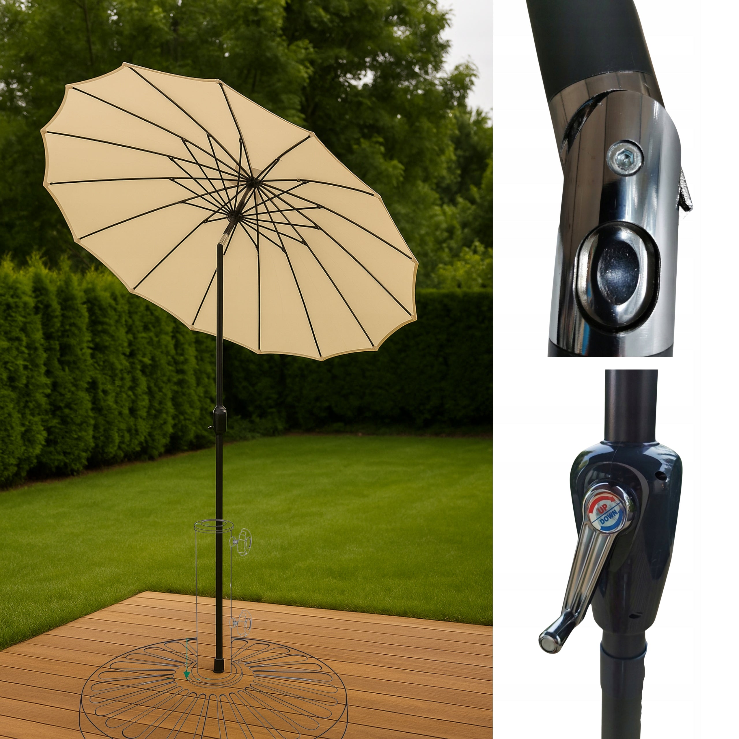 GARDEN UMBRELLA LARGE STABLE RESTAURANT BALCONY GARDEN TERRACE BROKEN 270CM Manufacturer no brand
