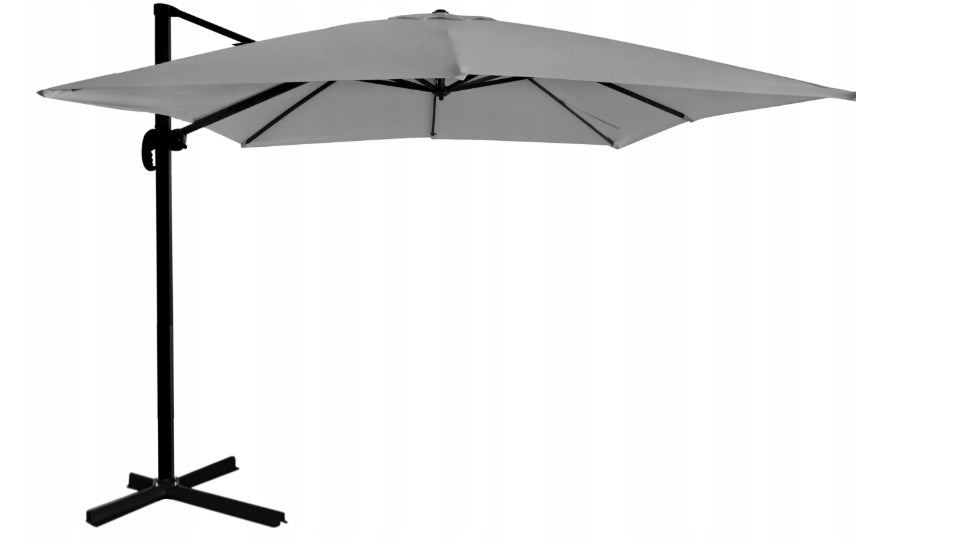 GARDEN UMBRELLA "ROMA" 3 x 3 M GREY WITH COVER