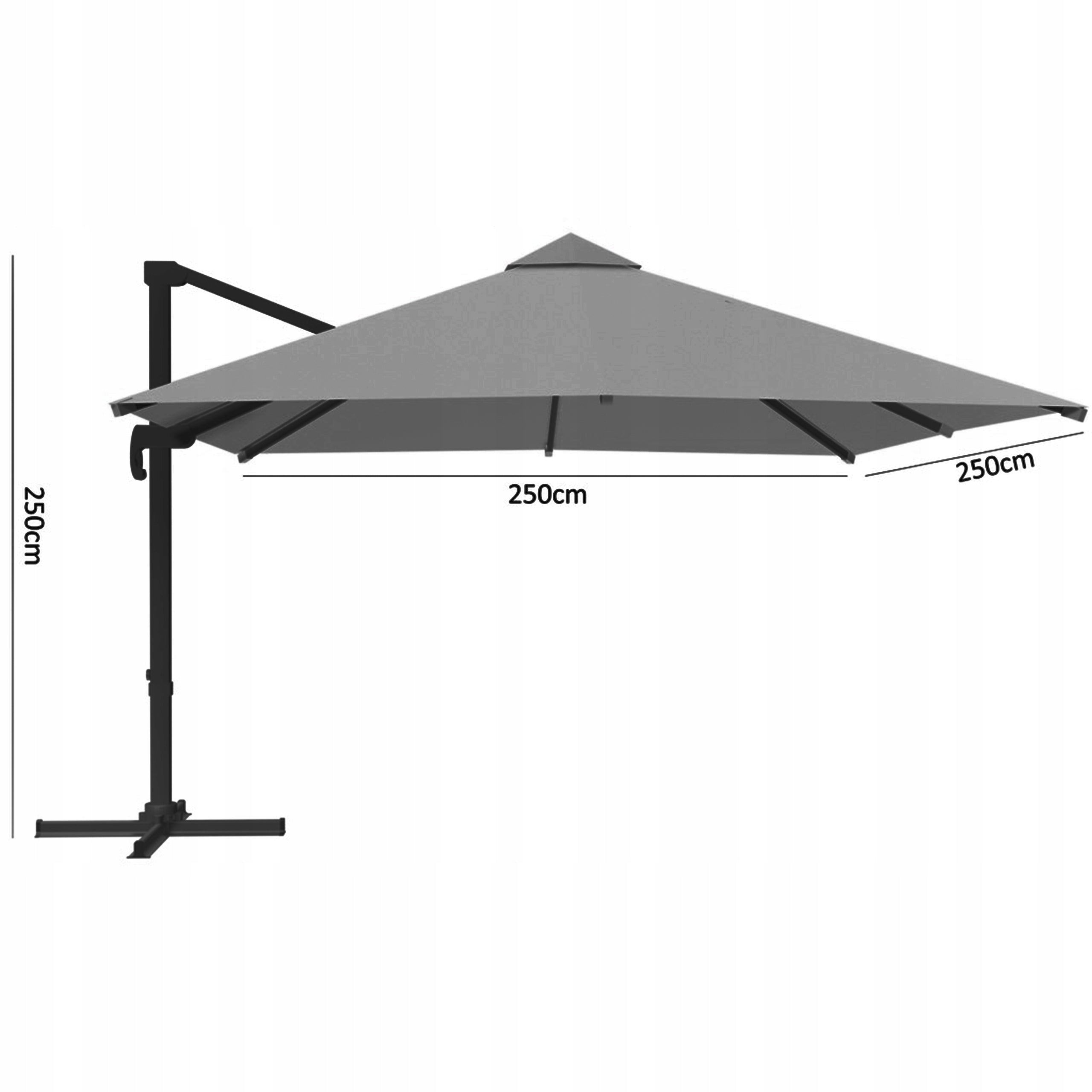 GARDEN UMBRELLA TERRACE FOLDING 2,5x2,5M LARGE GREY WITH COVER Kind with boom