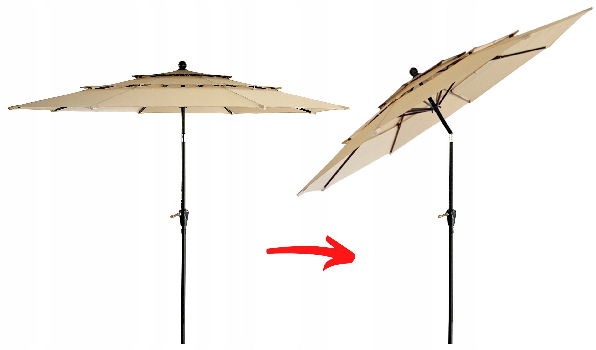 GARDEN UMBRELLA THREE LAYER FOLDING Adjustable LARGE Crank Mechanism Product height 250 cm