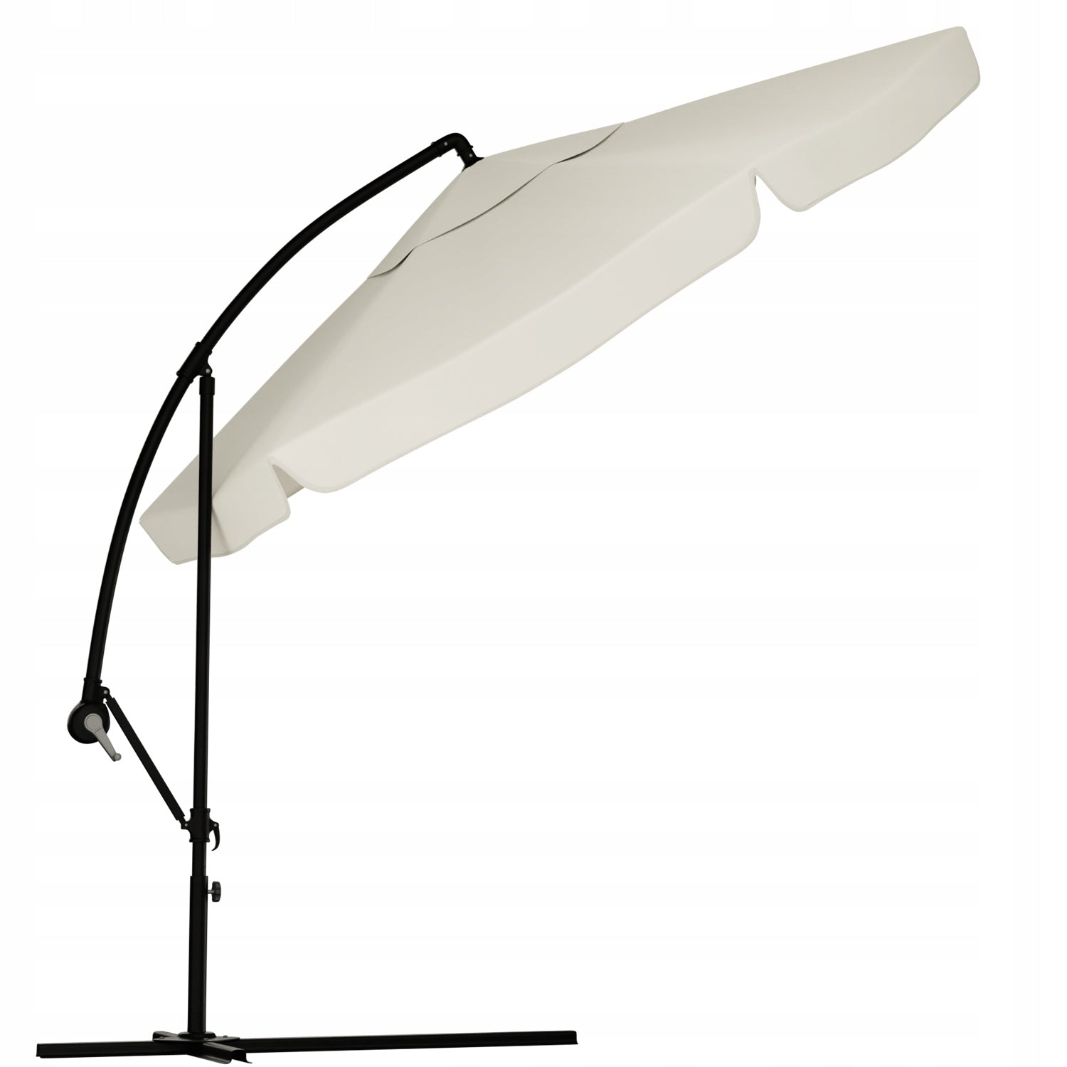 GARDEN UMBRELLA WATERPROOF ON BOOM WITH FRILL 350cm + COVER 3,5M Color beige