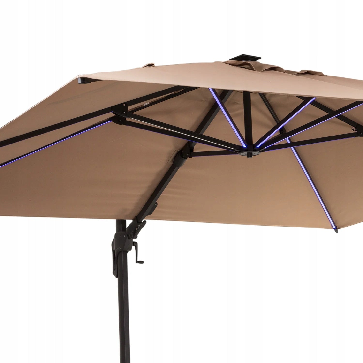 GARDEN UMBRELLA WITH BOOM BLUMFELDT COVER LARGE FOLDING 3X3M LED