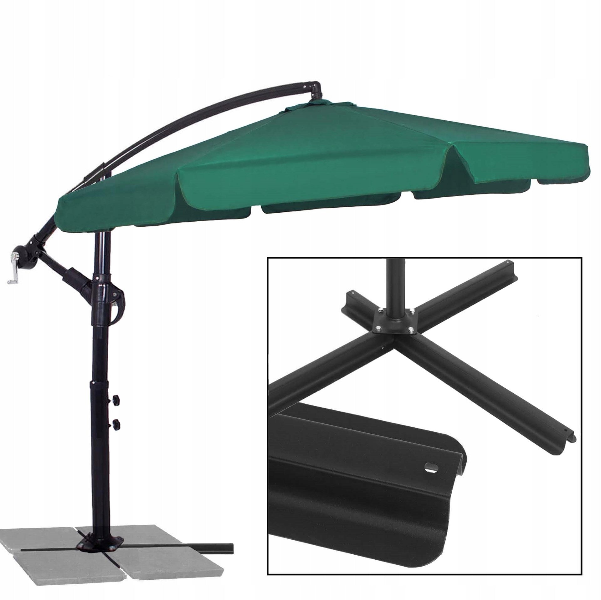 GARDEN UMBRELLA WITH BOOM FOLDING ADJUSTABLE COVER GREEN 350 cm Color green