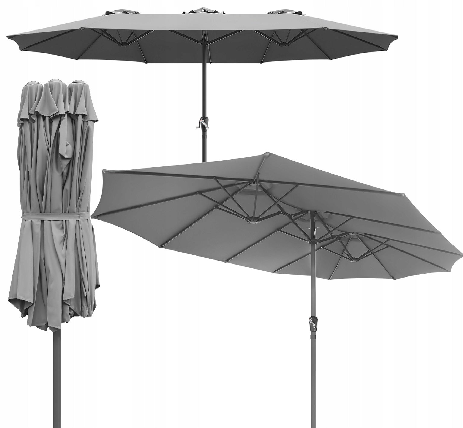 GARDEN UMBRELLA XXL 460x270cm LARGE FOLDING CRANK FOR TERRACE GARDEN