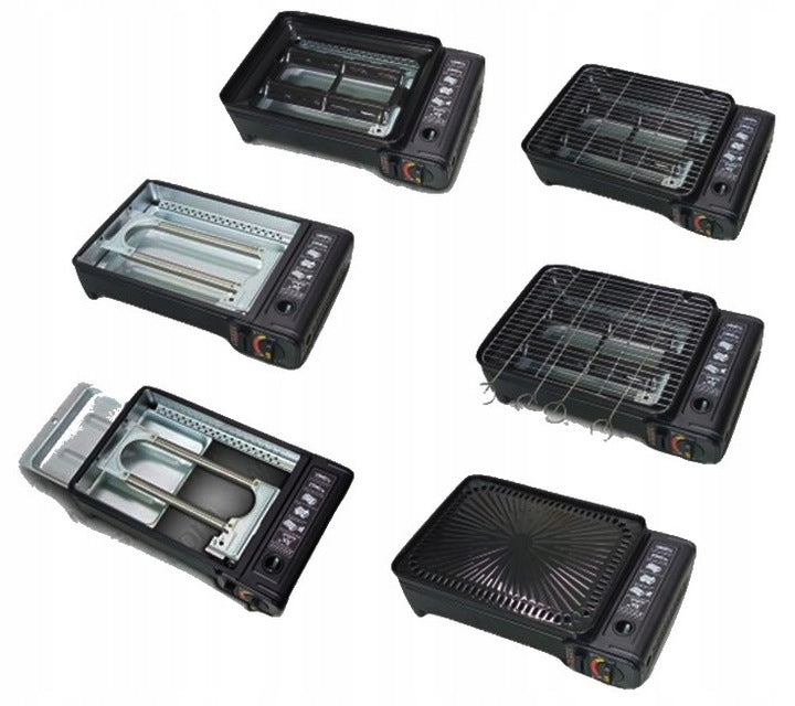 GAS CARTRIDGE GRILL TOURIST GAS STOVE PORTABLE WITH PAN Grill height 10.5 cm