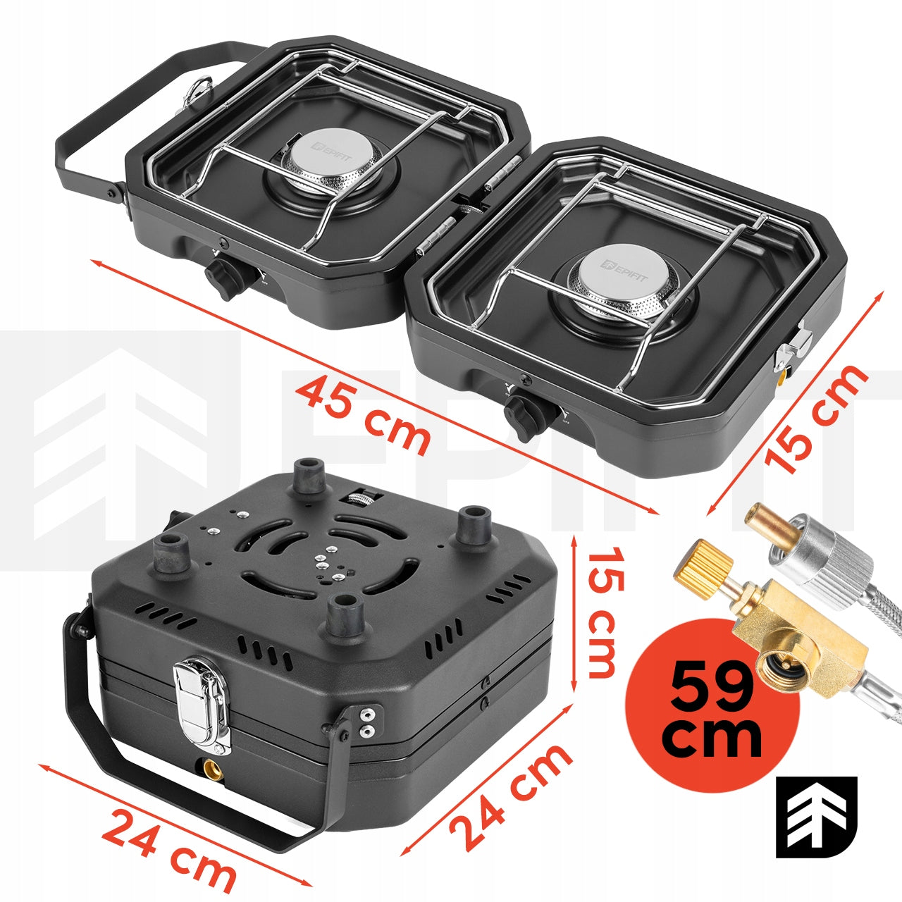 GAS COOKER 2 BURNERS FOLDING GRILL PLATE SOLID METAL Packaging status original