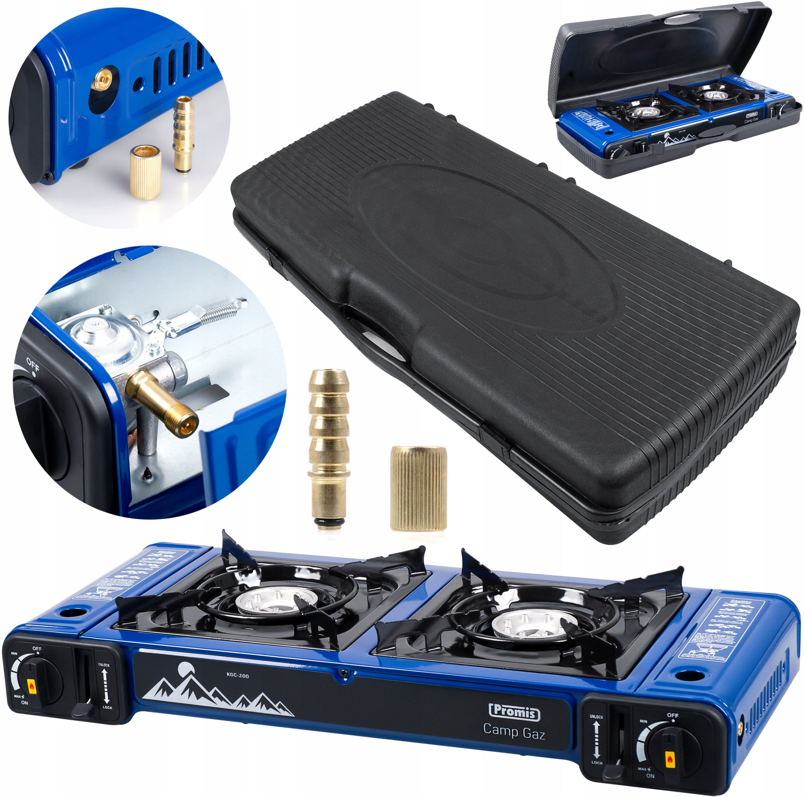 GAS COOKER 2-Burner CAMPGAZ for Tourist Cartridges 2in1+4 CARTRIDGES Packaging status original