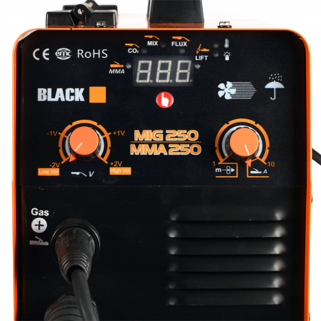 GAS-FREE INVERTER MIGOMAT WELDING MACHINE FLUX GAS MIG MAG 250A EURO LCD IGBT Brand Black