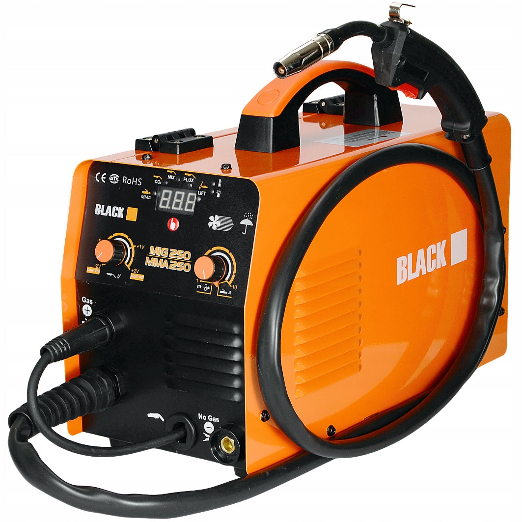 GAS-FREE INVERTER MIGOMAT WELDING MACHINE FLUX GAS MIG MAG 250A EURO LCD IGBT Manufacturer code BLACK-37415