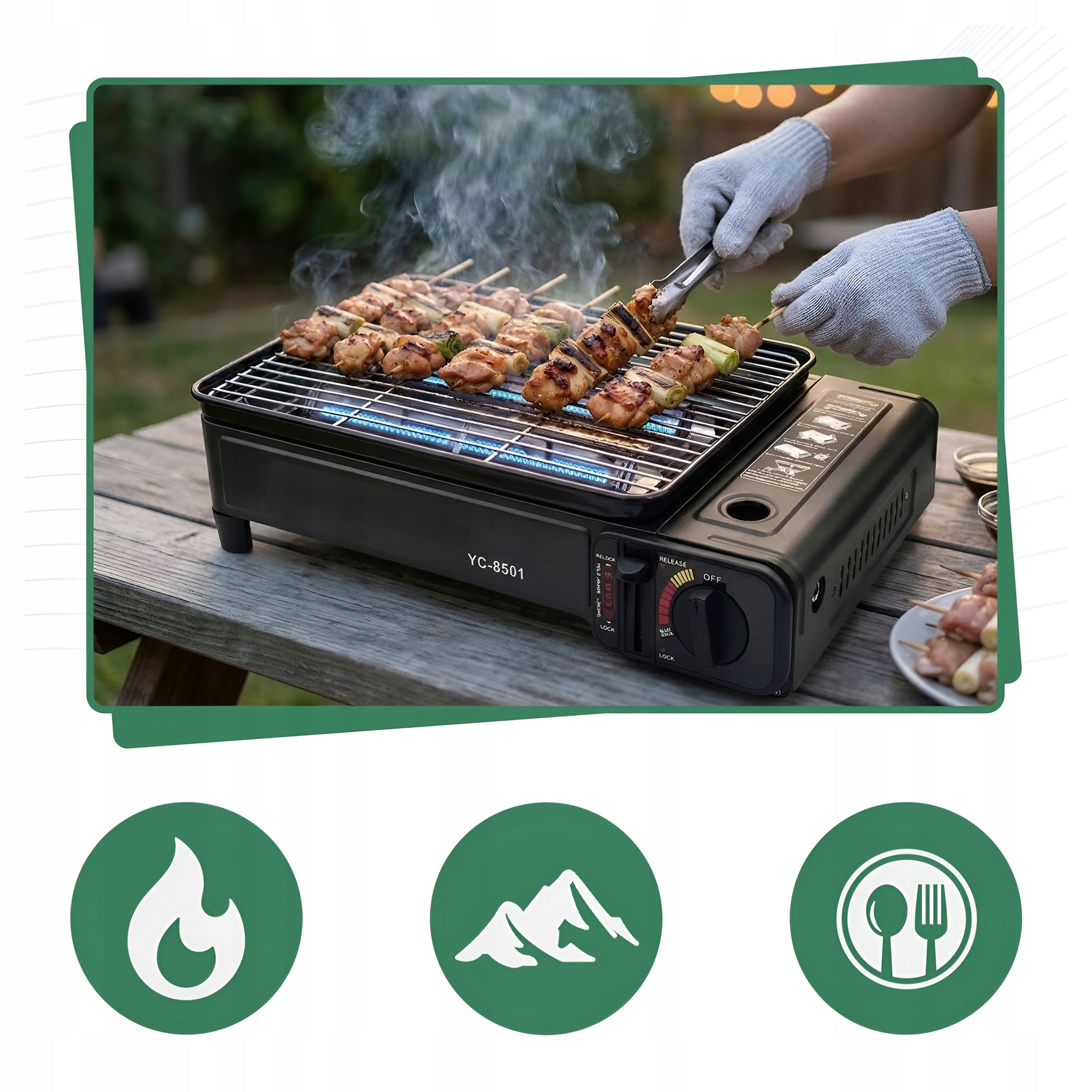 GAS GRILL 2 in 1 Tourist Cartridge Portable Gas Stove SET Brand BULLTEK