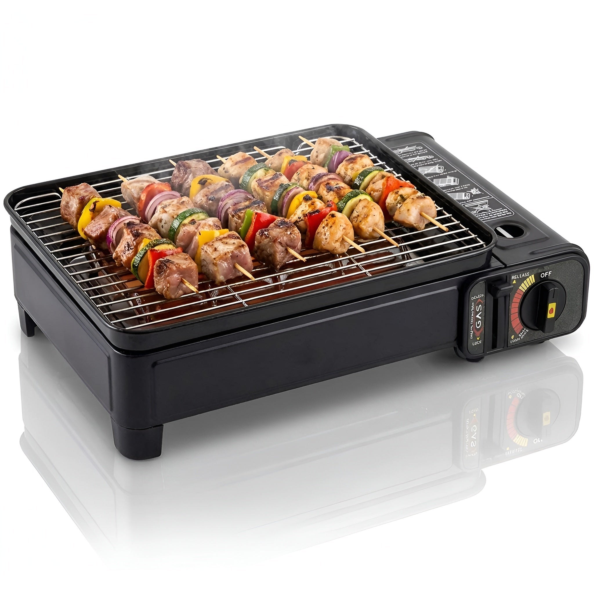 GAS GRILL 2 in 1 Tourist Cartridge Portable Gas Stove SET Grill depth 27 cm