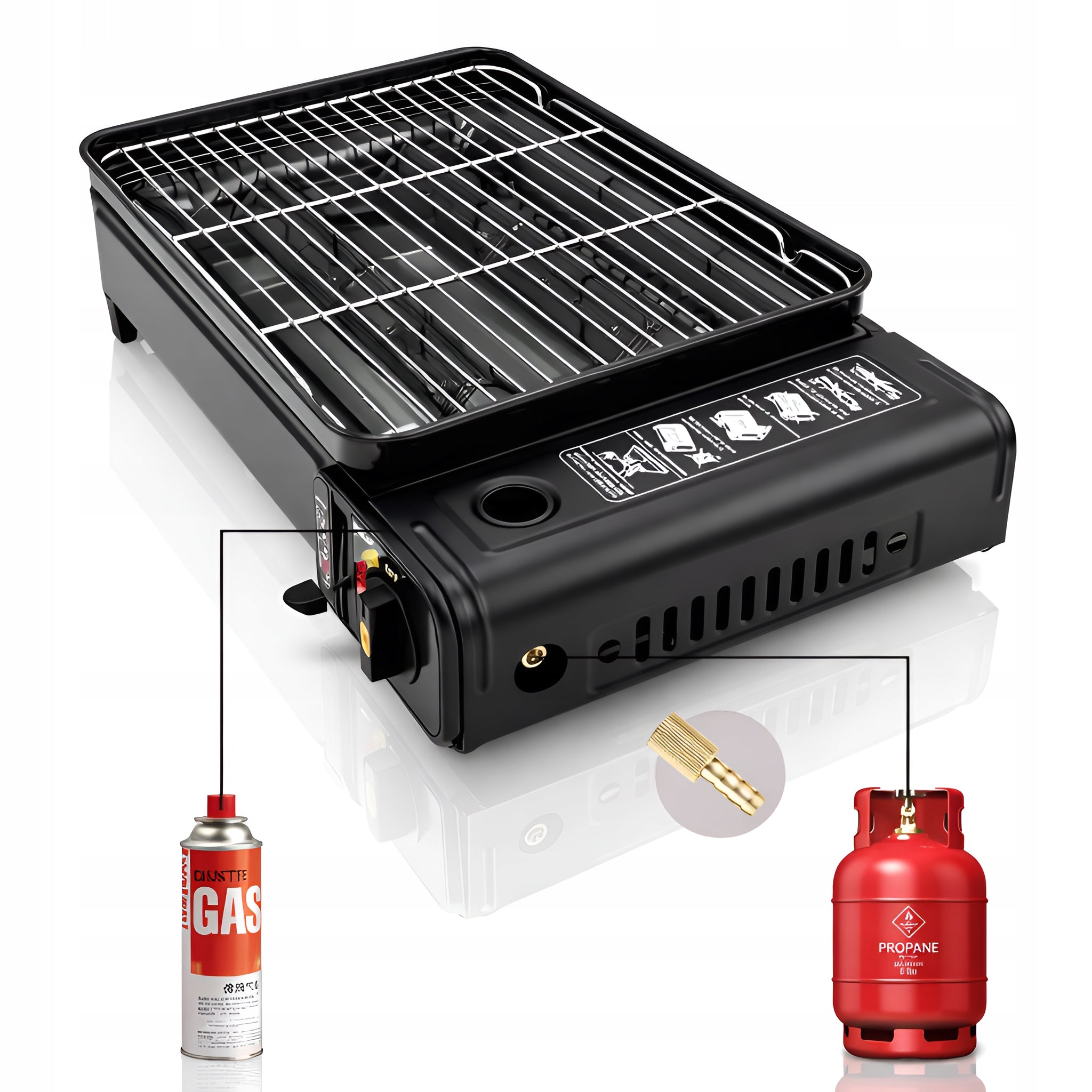 GAS GRILL 2 in 1 Tourist Cartridge Portable Gas Stove SET Packaging status original