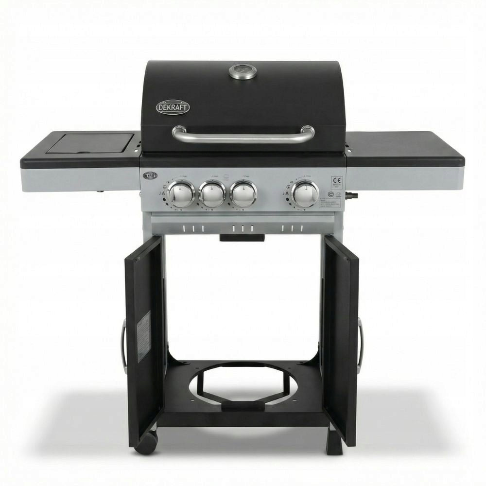GAS GRILL DEKRAFT 3+1 BURNERS CAST IRON GRATE + COVER CYLINDER CABINET Brand DEKRAFT