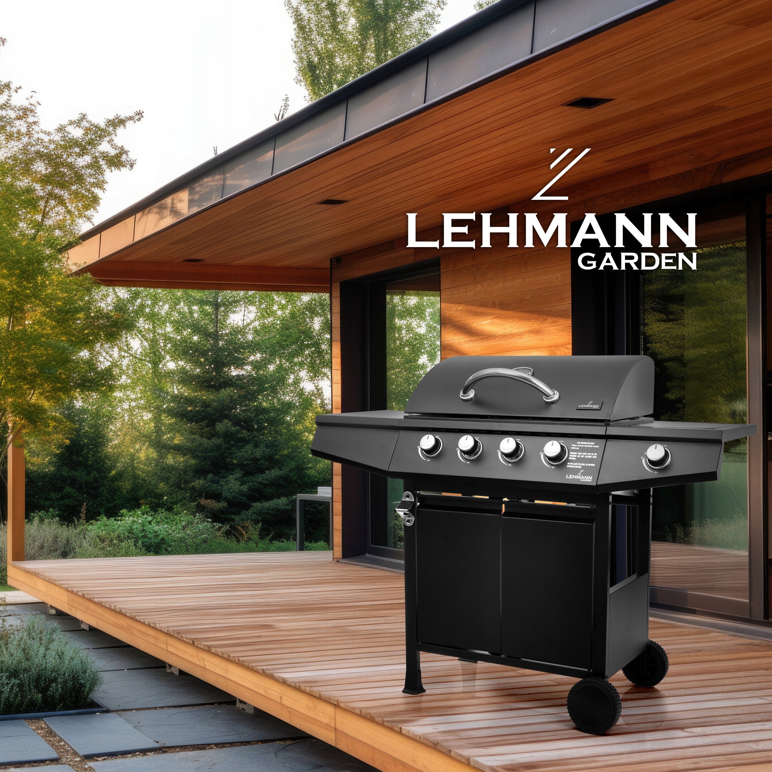 GAS GRILL GARDEN CAST IRON STAINLESS STEEL GRATE LEHMANN OHIO 4+1 COVER Manufacturer code Mocny grill Gazowy OHIO_ŻELIWNY_BLACK 4+1