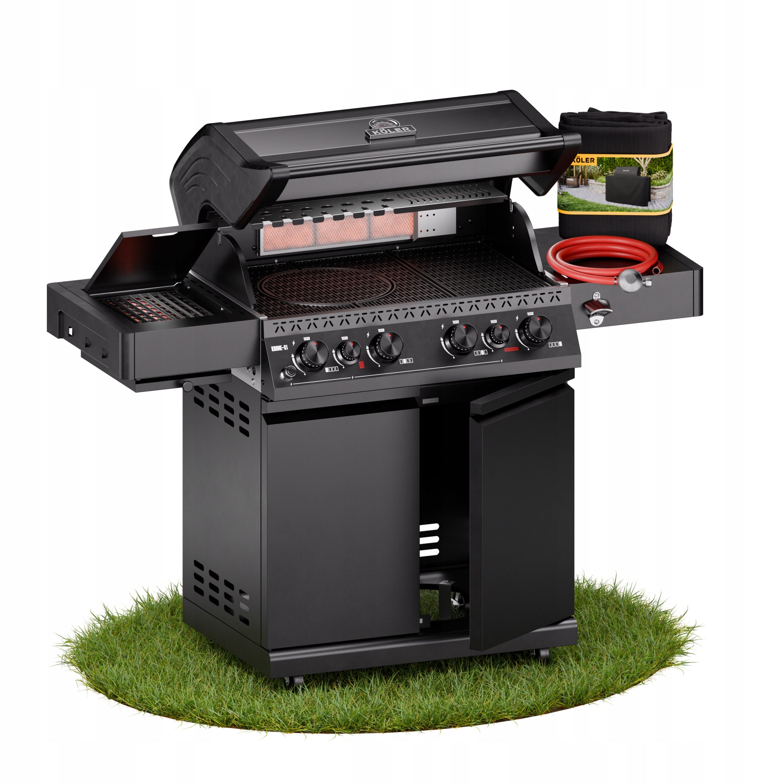 GAS GRILL Koler Krone S1 21,6 kW 4+2 STAINLESS CAST IRON GLASS Black