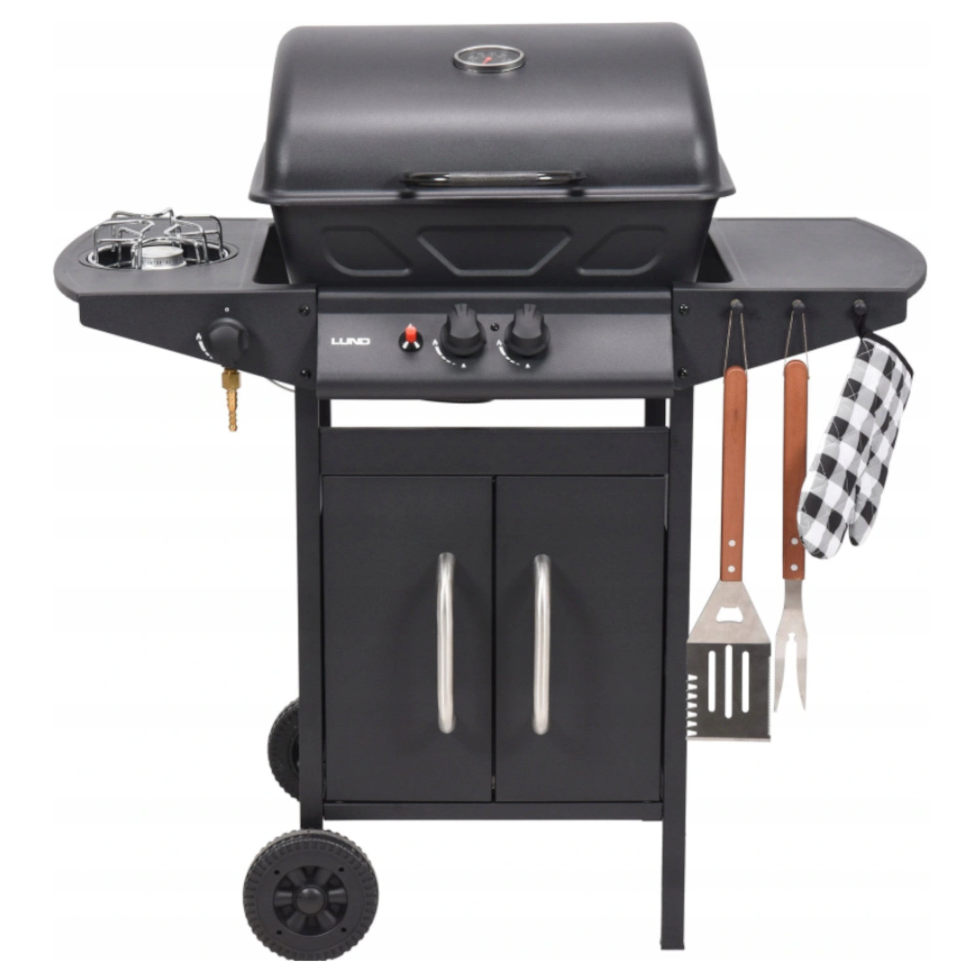 GAS GRILL Lund 8 kW 3 Burners with Cover Steel Grate and Side Burner Grill width 91 cm