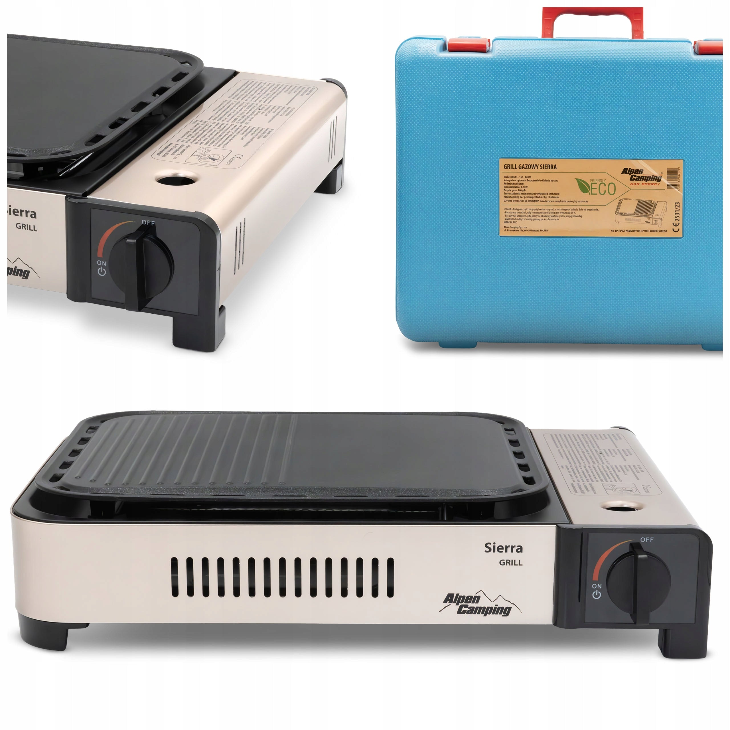 GAS GRILL TOURIST SIERRA PORTABLE FOR GAS CARTRIDGES ALPEN CAMPING