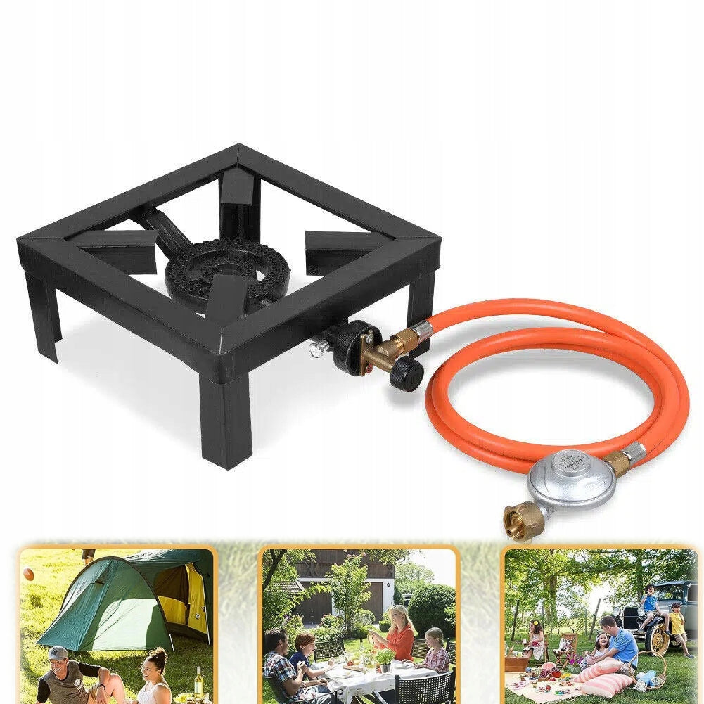 GAS STOOL CAST IRON CYLINDER BURNER TOURIST STOVE HOSE 8KW