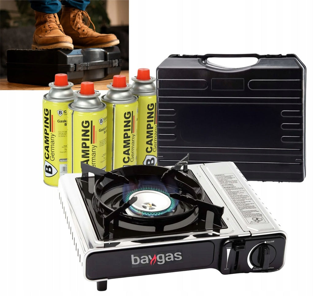 GAS TOURIST COOKER STAINLESS REINFORCED SUITCASE PIEZO 4CARDS