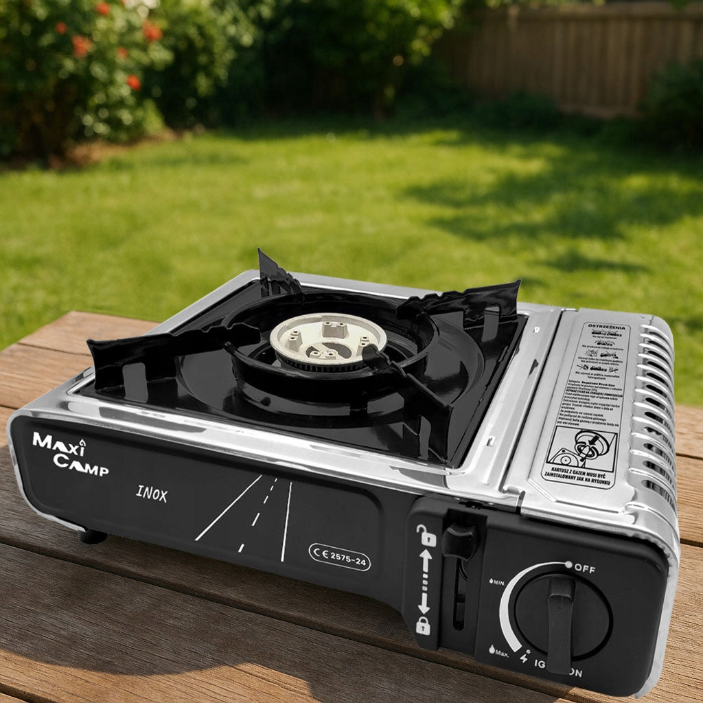 GAS TOURIST COOKER + cartouche x4 STAINLESS STEEL CERTIFICATE camping TIR Manufacturer code KAM-02048