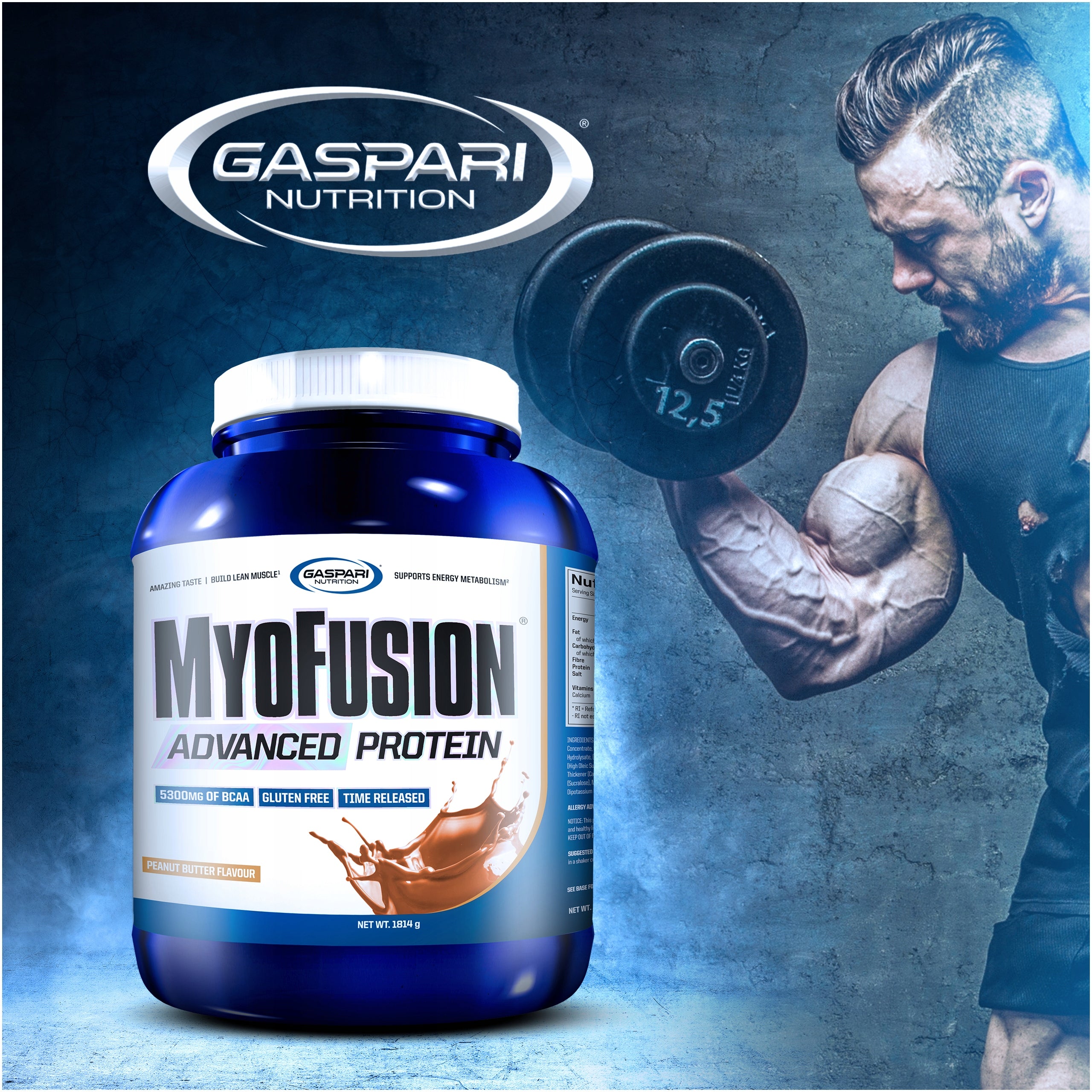 GASPARI MYOFUSION Protein 1814g WPC WPI WPH Peanut Butter 52 Servings Packaging status original