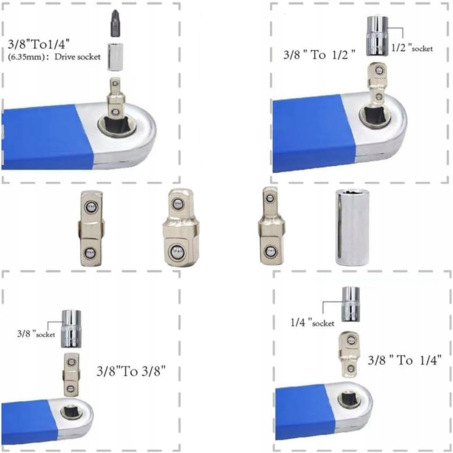GEAR WRENCH Extension ADAPTER Rattles 1/4 1/2 3/8 Set Packaging status original